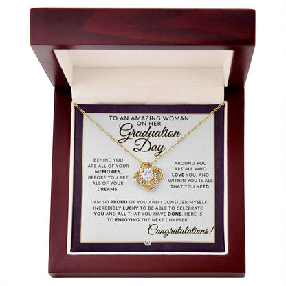 Graduation Day Gift For Female - High School Girl - Beautiful Necklace + HS Graduation Message - Graduation Party Gift Idea For Her - Liliana and Liam