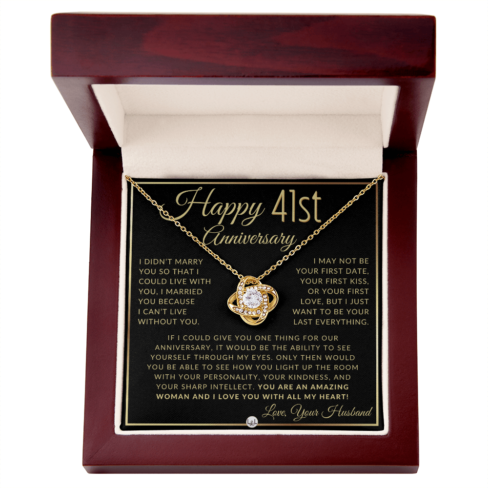 41st Anniversary Gift For Wife - Beautiful Women's Pendant Necklace + Heartfelt Anniversary Message - Liliana and Liam