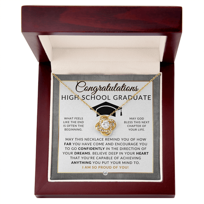 Graduation Gifts For High School Girl - Beautiful Necklace + HS Graduation Message - Graduation Party Gift Idea For Her