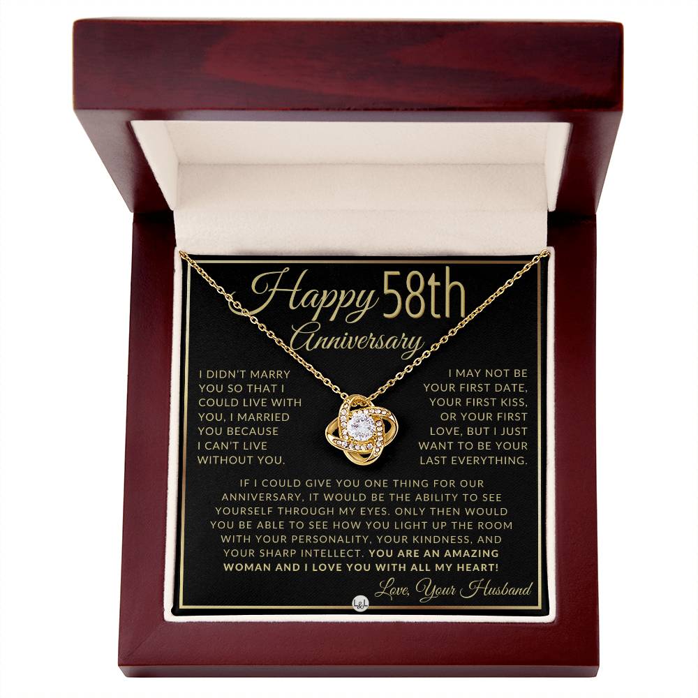 58th Anniversary Gift For Wife - Beautiful Women's Pendant Necklace + Heartfelt Anniversary Message - Liliana and Liam