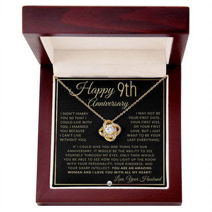 9th Anniversary Gift For Wife - Beautiful Women's Pendant Necklace + Heartfelt Anniversary Message For Her - Liliana and Liam
