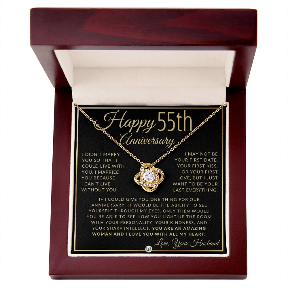 55th Anniversary Gift For Wife - Beautiful Women's Pendant Necklace + Heartfelt Anniversary Message - Liliana and Liam
