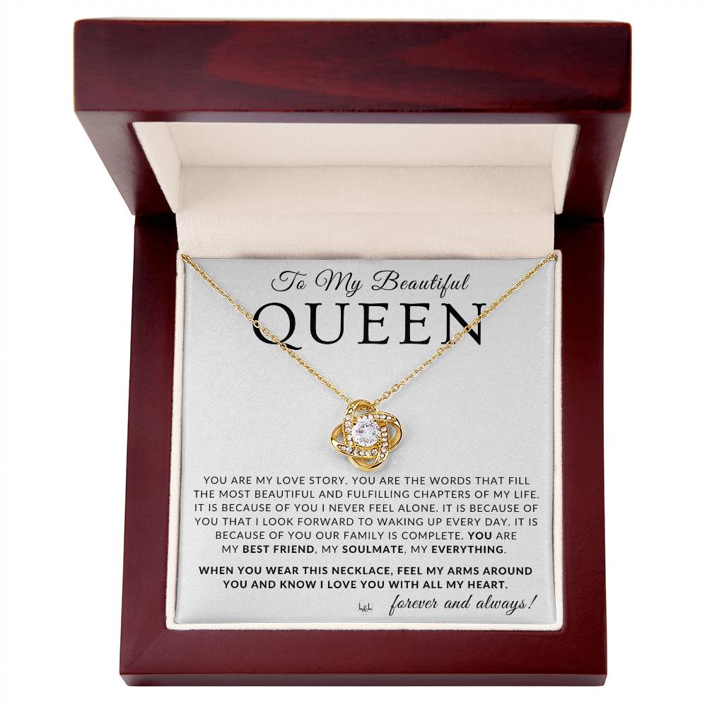 Thoughtful Gift For Her - My Queen - Beautiful Women's Pendant + Heartfelt Message - Perfect Christmas Gift, Valentine's Day, Birthday or Anniversary Present