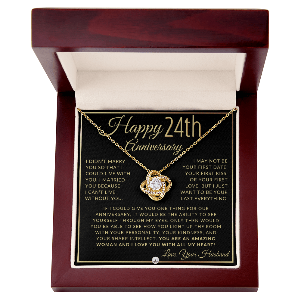24th Anniversary Gift For Wife - Elegant Knot Pendent Necklace - Liliana and Liam