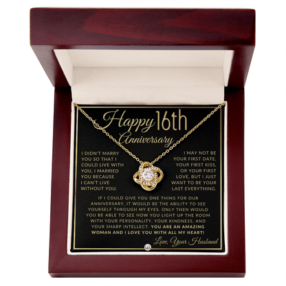16th Anniversary Gift For Wife - Beautiful Women's Pendant Necklace + Heartfelt Anniversary Message - Liliana and Liam