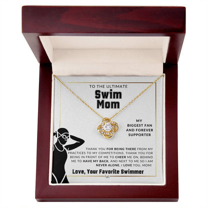 Swim Mom, From A Girl Swimmer - Knot Pendent Necklace - Gift For Sports Mom - Liliana and Liam
