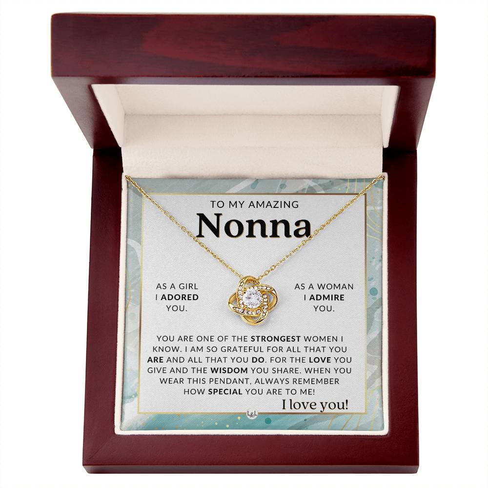 Nonna - Knot Pendant Necklace - Gift For Nonna From Granddaughter - Liliana and Liam