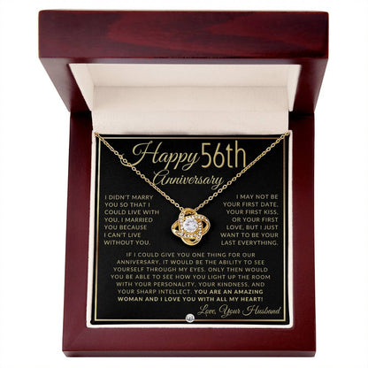 56th Anniversary Gift For Wife - Beautiful Women's Pendant Necklace + Heartfelt Anniversary Message - Liliana and Liam