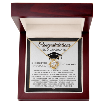 EDD Graduation - Elegant Knot Pendant Necklace - Gift For Doctorate - Liliana and Liam