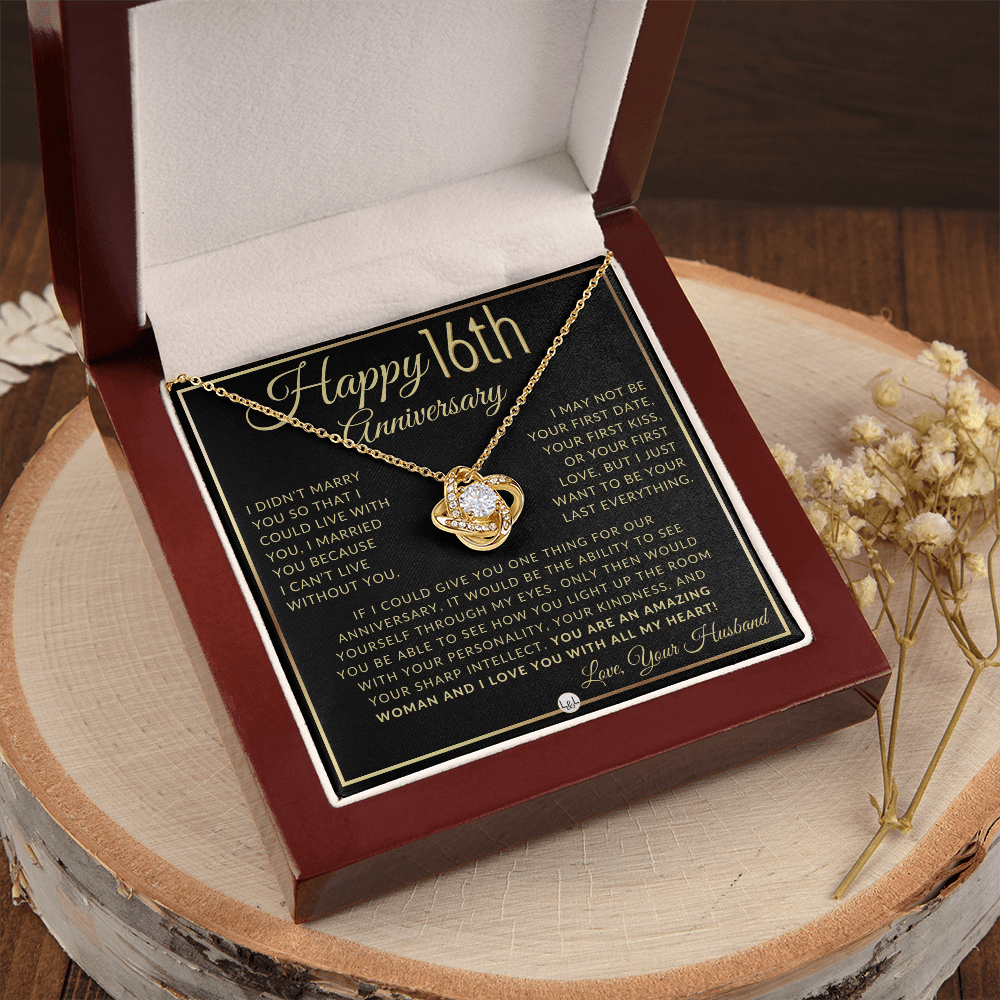 16th Anniversary Gift For Wife - Beautiful Women's Pendant Necklace + Heartfelt Anniversary Message