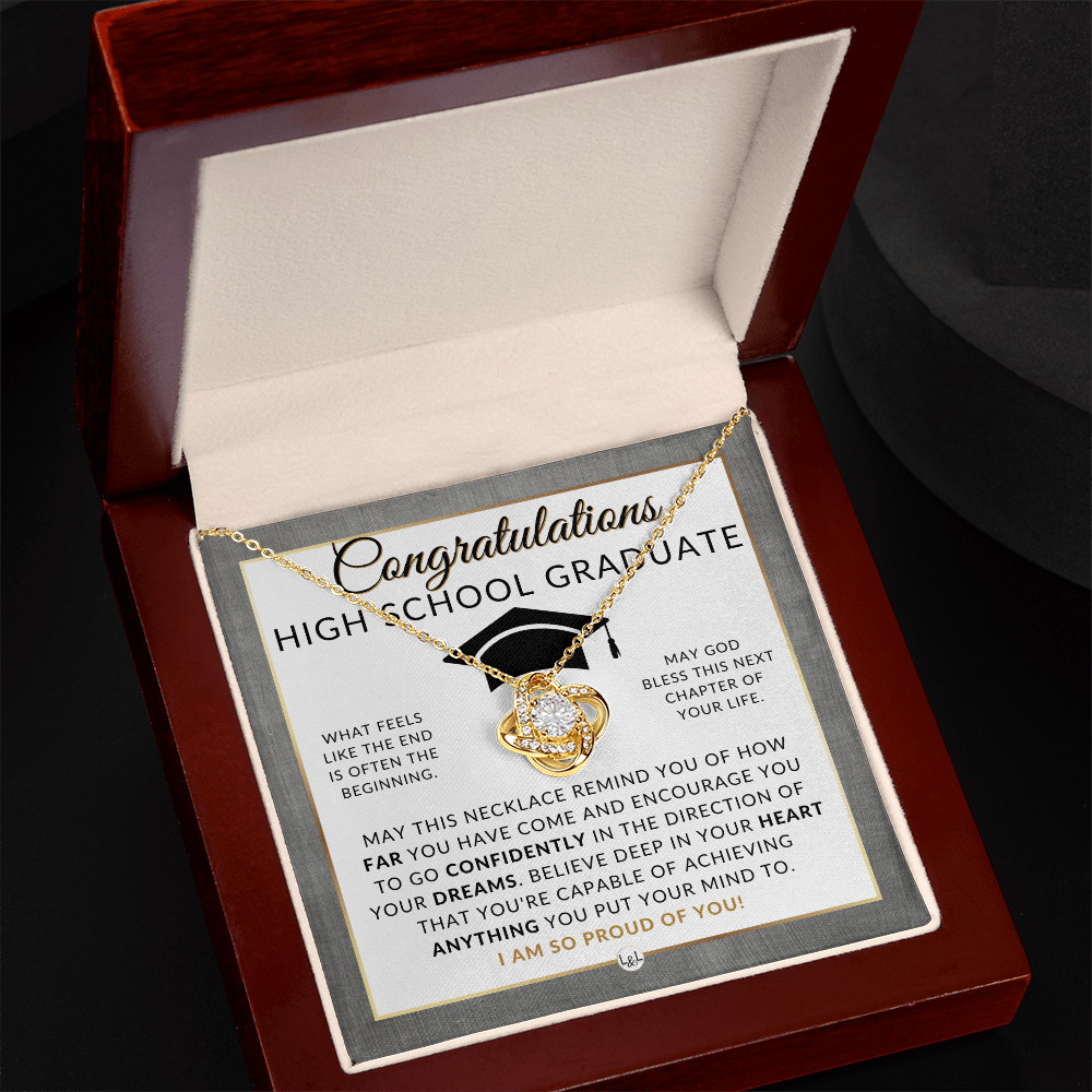 Graduation Gifts For High School Girl - Beautiful Necklace + HS Graduation Message - Graduation Party Gift Idea For Her