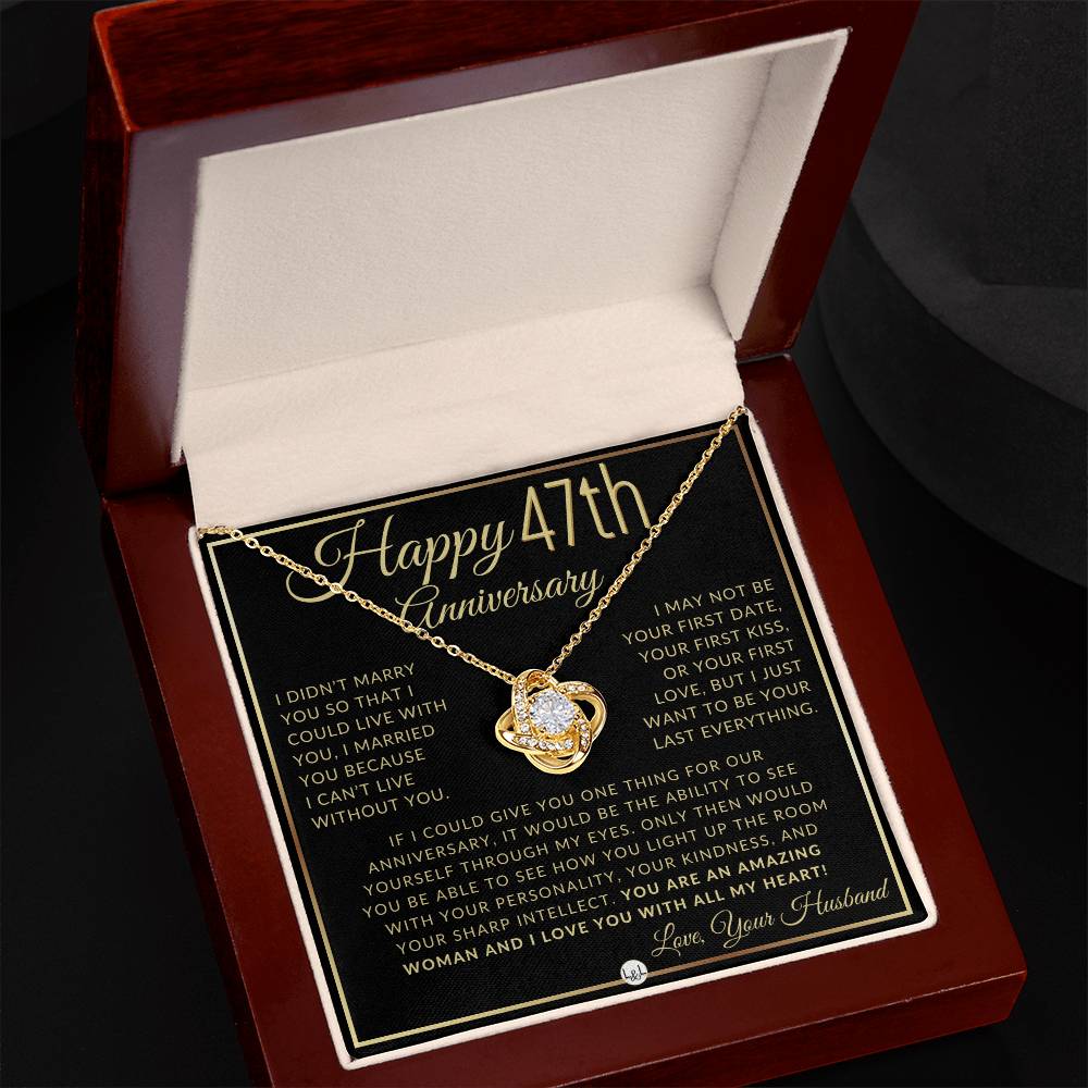 47th Anniversary Gift For Wife - Beautiful Women's Pendant Necklace + Heartfelt Anniversary Message