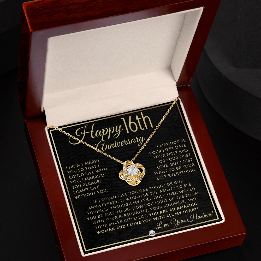 16th Anniversary Gift For Wife - Beautiful Women's Pendant Necklace + Heartfelt Anniversary Message - Liliana and Liam