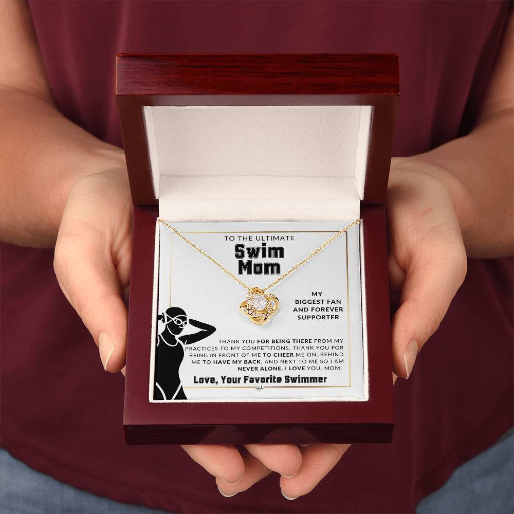 Swim Mom, From A Girl Swimmer - Knot Pendent Necklace - Gift For Sports Mom - Liliana and Liam