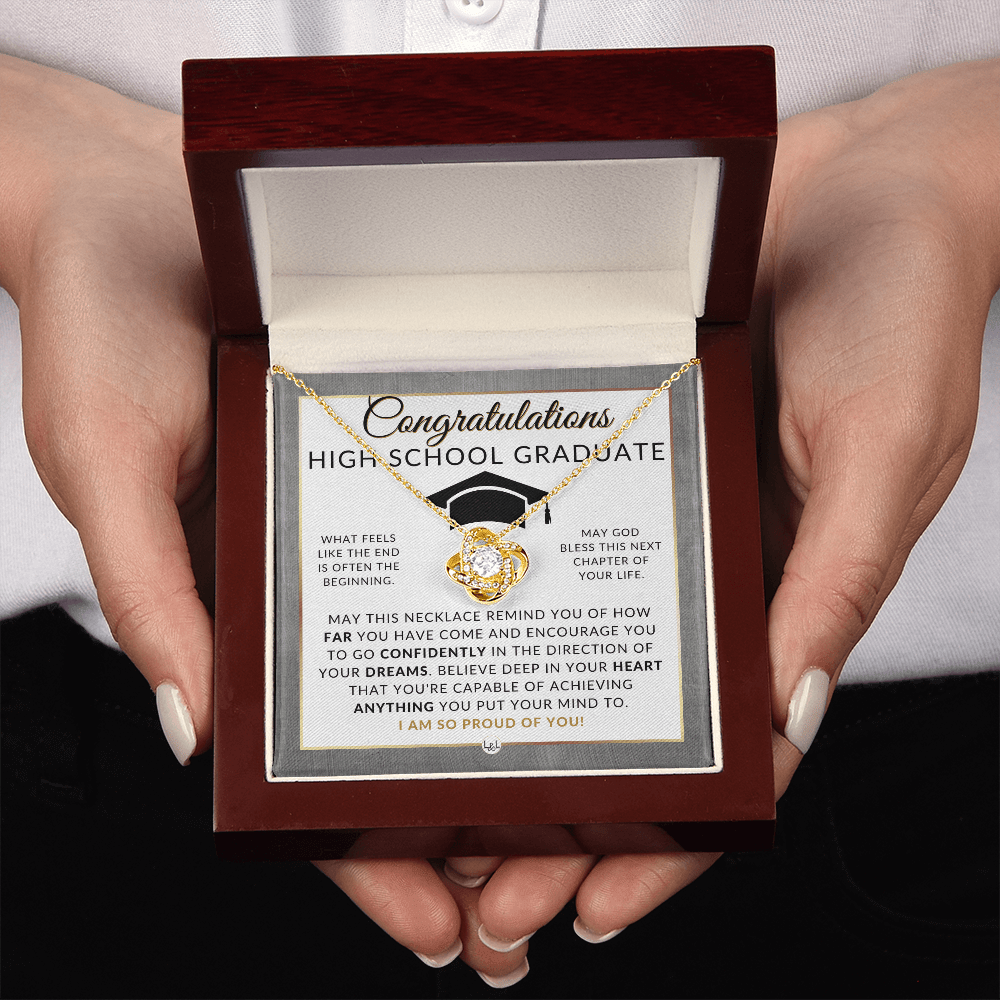 Graduation Gifts For High School Girl - Beautiful Necklace + HS Graduation Message - Graduation Party Gift Idea For Her