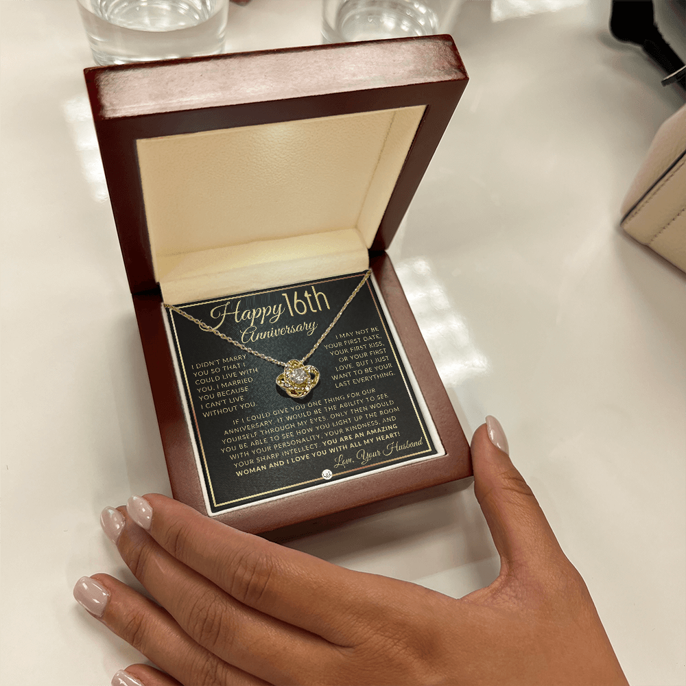 16th Anniversary Gift For Wife - Beautiful Women's Pendant Necklace + Heartfelt Anniversary Message