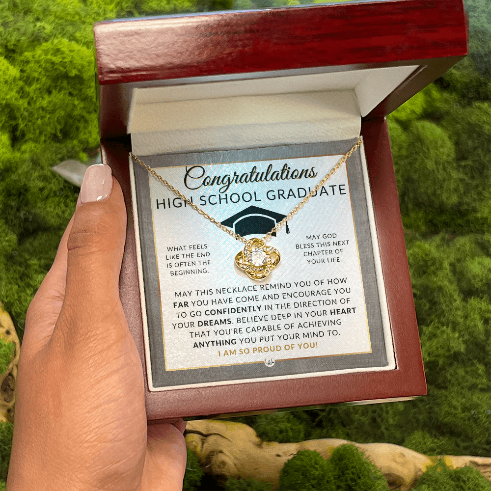 Graduation Gifts For High School Girl - Beautiful Necklace + HS Graduation Message - Graduation Party Gift Idea For Her
