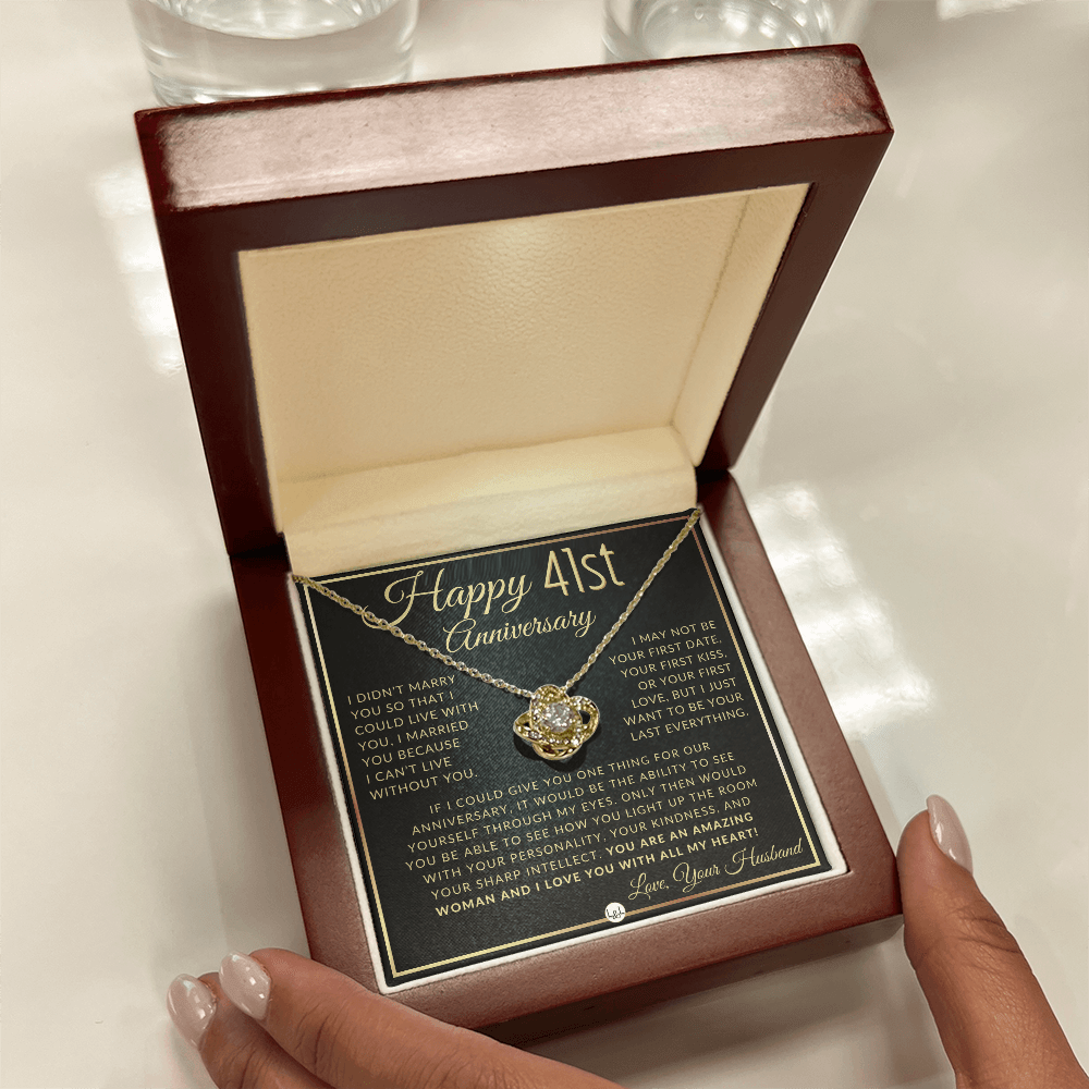 41st Anniversary Gift For Wife - Beautiful Women's Pendant Necklace + Heartfelt Anniversary Message