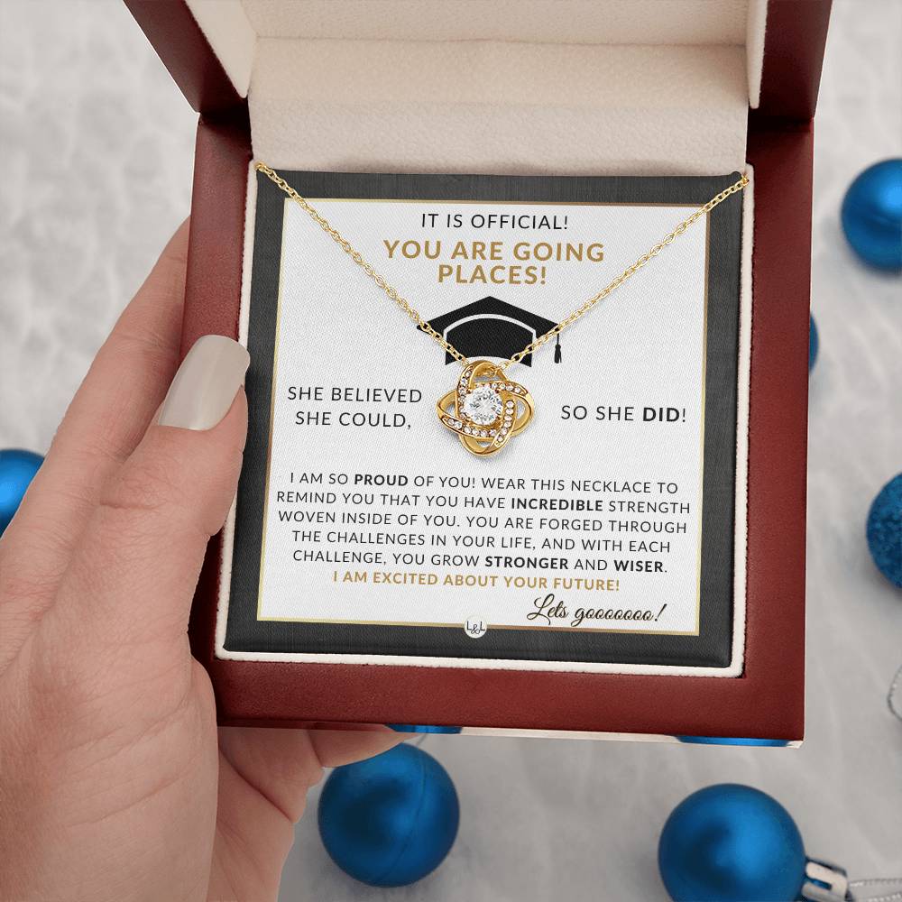 Master's Degree Grad Gift For Her - Beautiful Necklace + Heartfelt Graduation Message - Masters Program Graduation