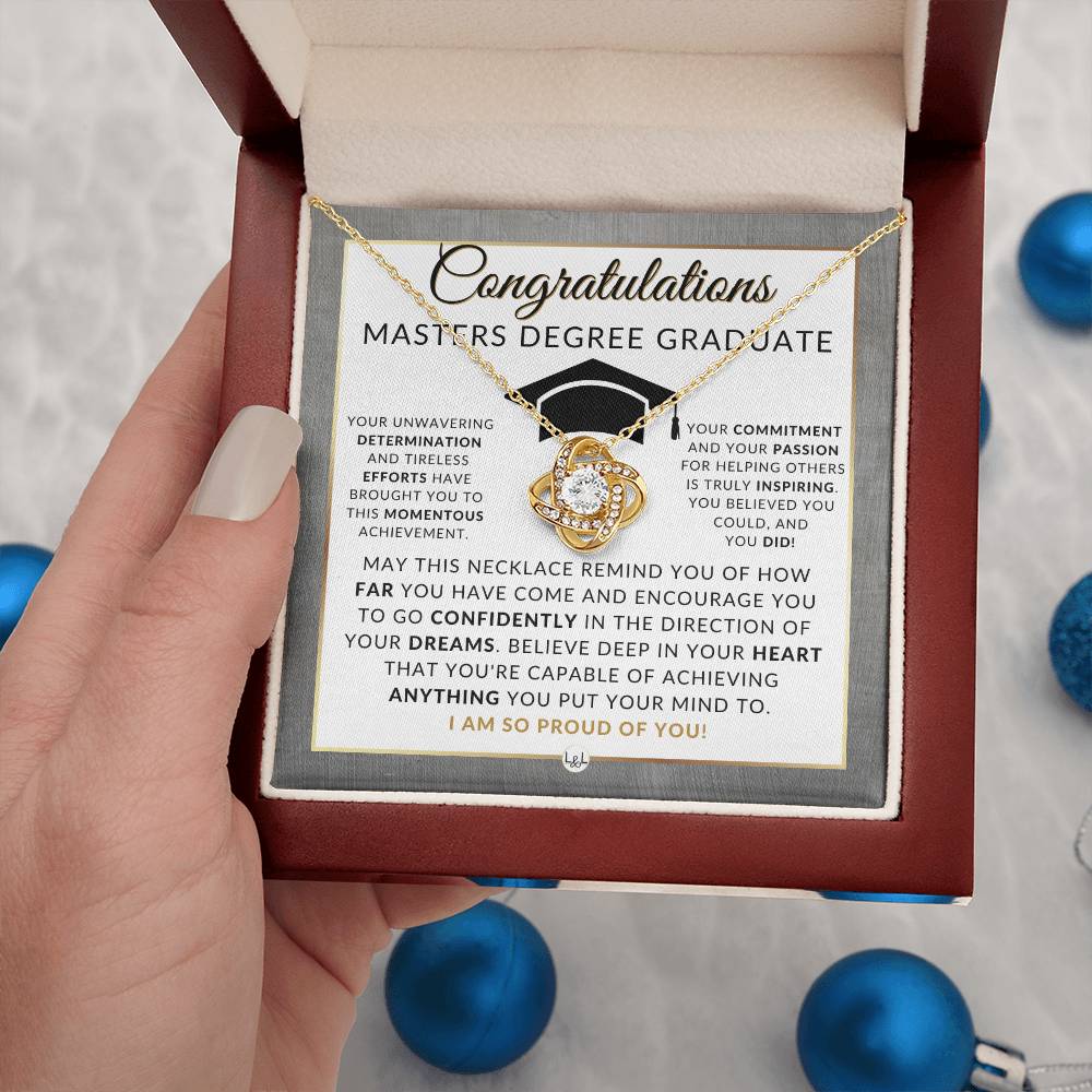 Graduate Graduation Gift Idea For Her For Masters Degree Graduate -  Master's Graduation Gift For Her - Pendant Necklace + Heartfelt Message