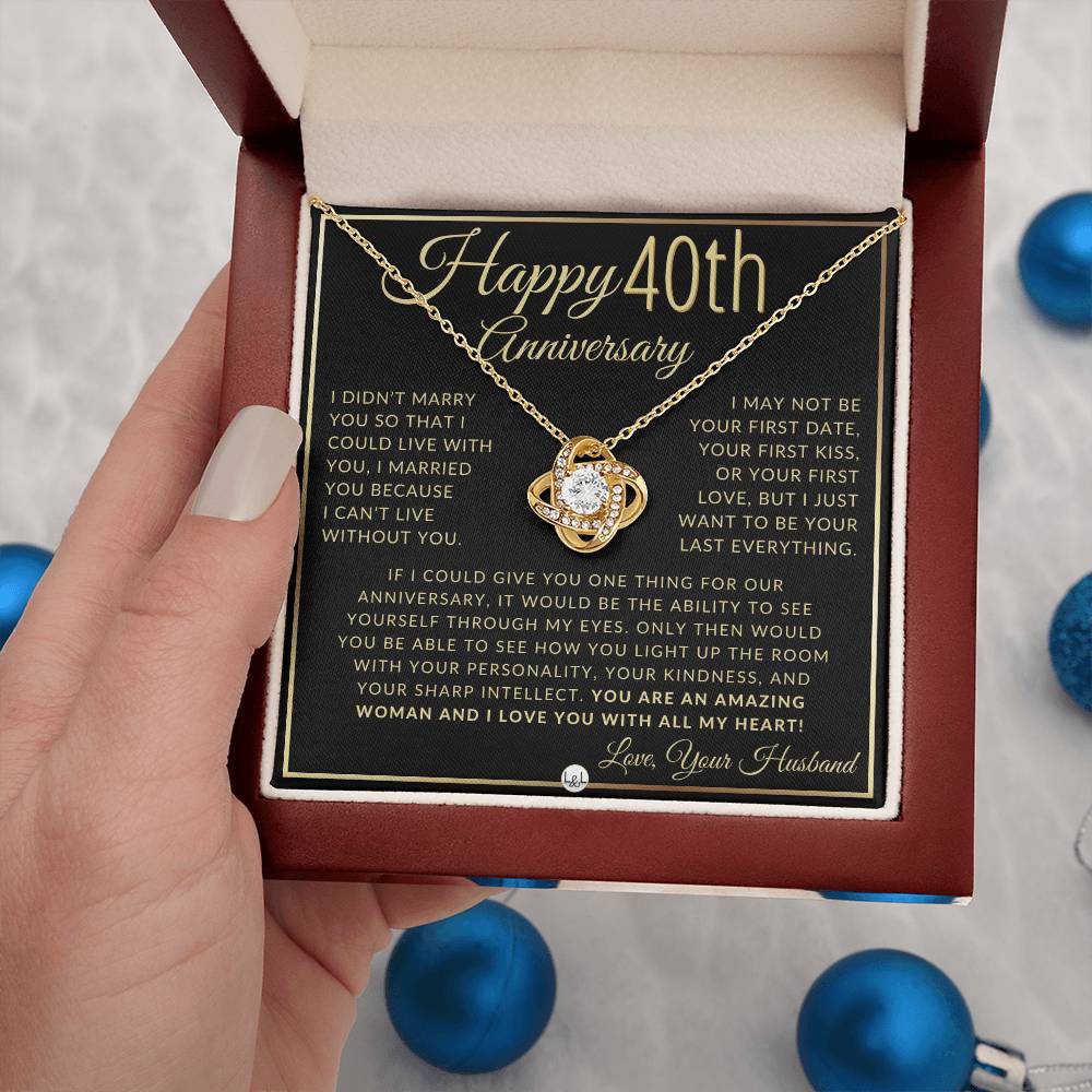 40th Anniversary Gift For Wife - Beautiful Women's Pendant Necklace + Heartfelt Anniversary Message - Liliana and Liam