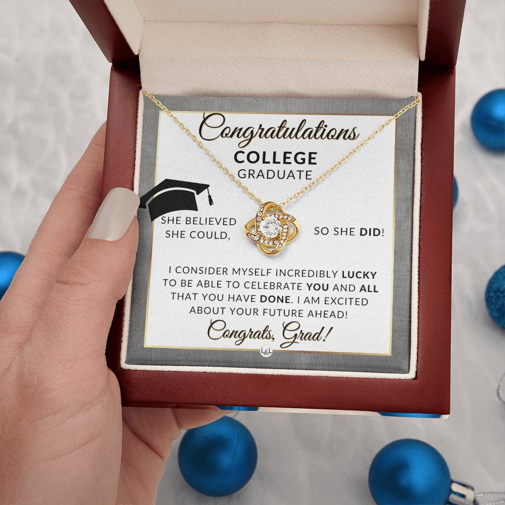 Graduation Gift For College Girl - Beautiful Women's Pendant + Sentimental Keepsake Message For New Grad - Perfect College Graduation Gift For Her - Great Gift For College Graduation Party - Liliana and Liam