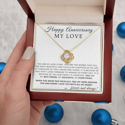 Anniversary Gift For Your Wife, Girlfriend or Fiancée - My Love Story - Beautiful Women's Pendant Necklace + Heartfelt Anniversary Message - Liliana and Liam