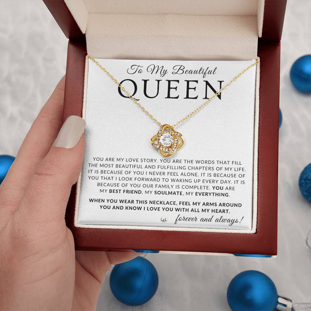 Thoughtful Gift For Her - My Queen - Beautiful Women's Pendant + Heartfelt Message - Perfect Christmas Gift, Valentine's Day, Birthday or Anniversary Present