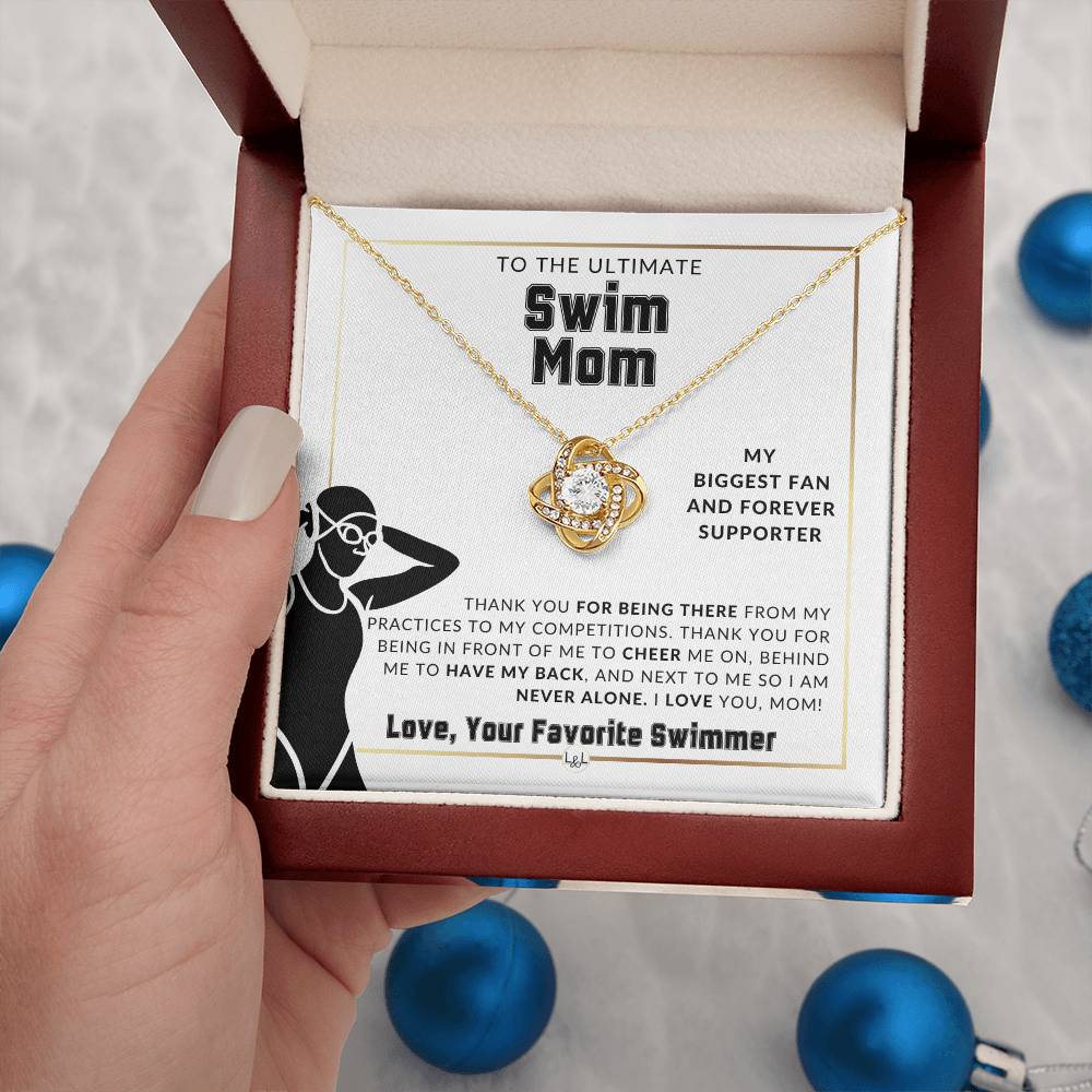 Swim Mom, From A Girl Swimmer - Knot Pendent Necklace - Gift For Sports Mom - Liliana and Liam