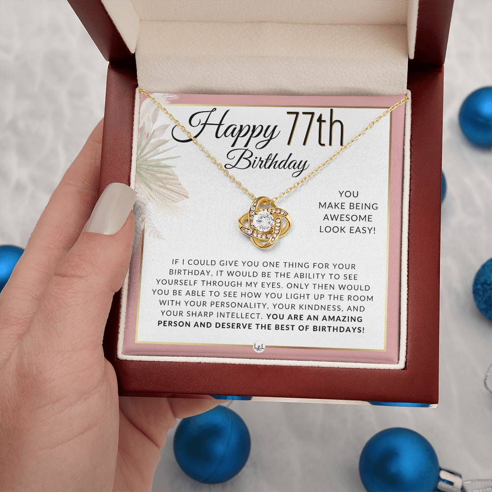 77th Birthday Gift For Her - Necklace For 77 Year Old Birthday - Beautiful Woman's Pendant Jewelry - Great Birthday Idea For Her - Liliana and Liam