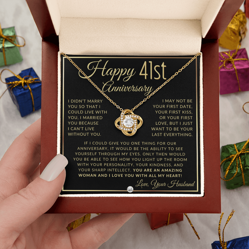 41st Anniversary Gift For Wife - Beautiful Women's Pendant Necklace + Heartfelt Anniversary Message
