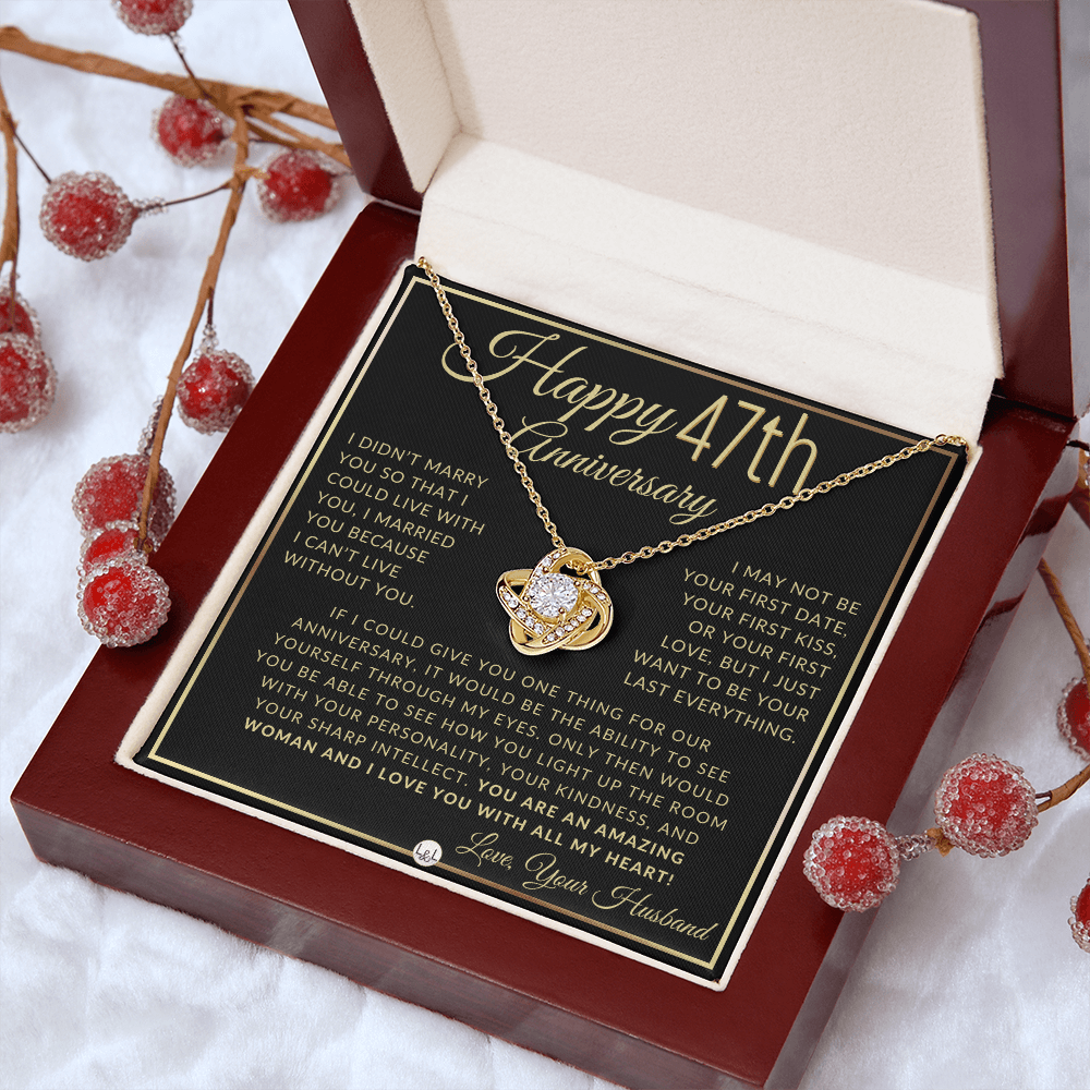 47th Anniversary Gift For Wife - Beautiful Women's Pendant Necklace + Heartfelt Anniversary Message