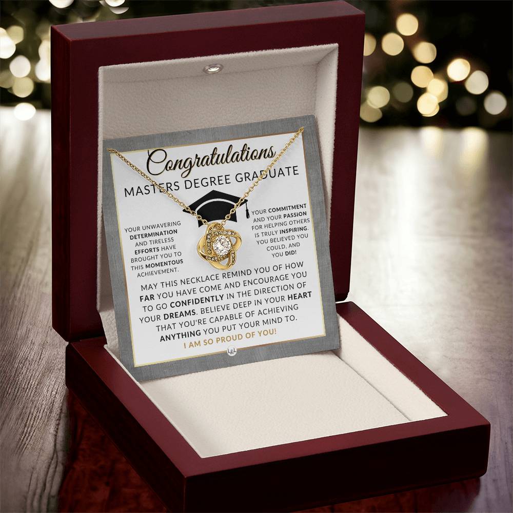 Graduate Graduation Gift Idea For Her For Masters Degree Graduate -  Master's Graduation Gift For Her - Pendant Necklace + Heartfelt Message