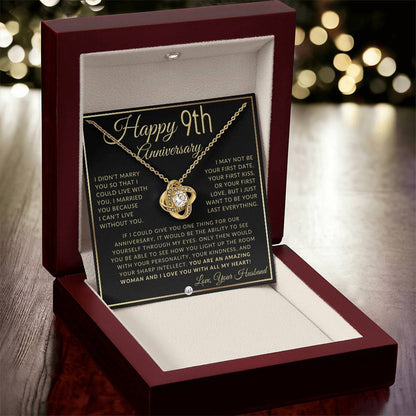 9th Anniversary Gift For Wife - Beautiful Women's Pendant Necklace + Heartfelt Anniversary Message For Her - Liliana and Liam