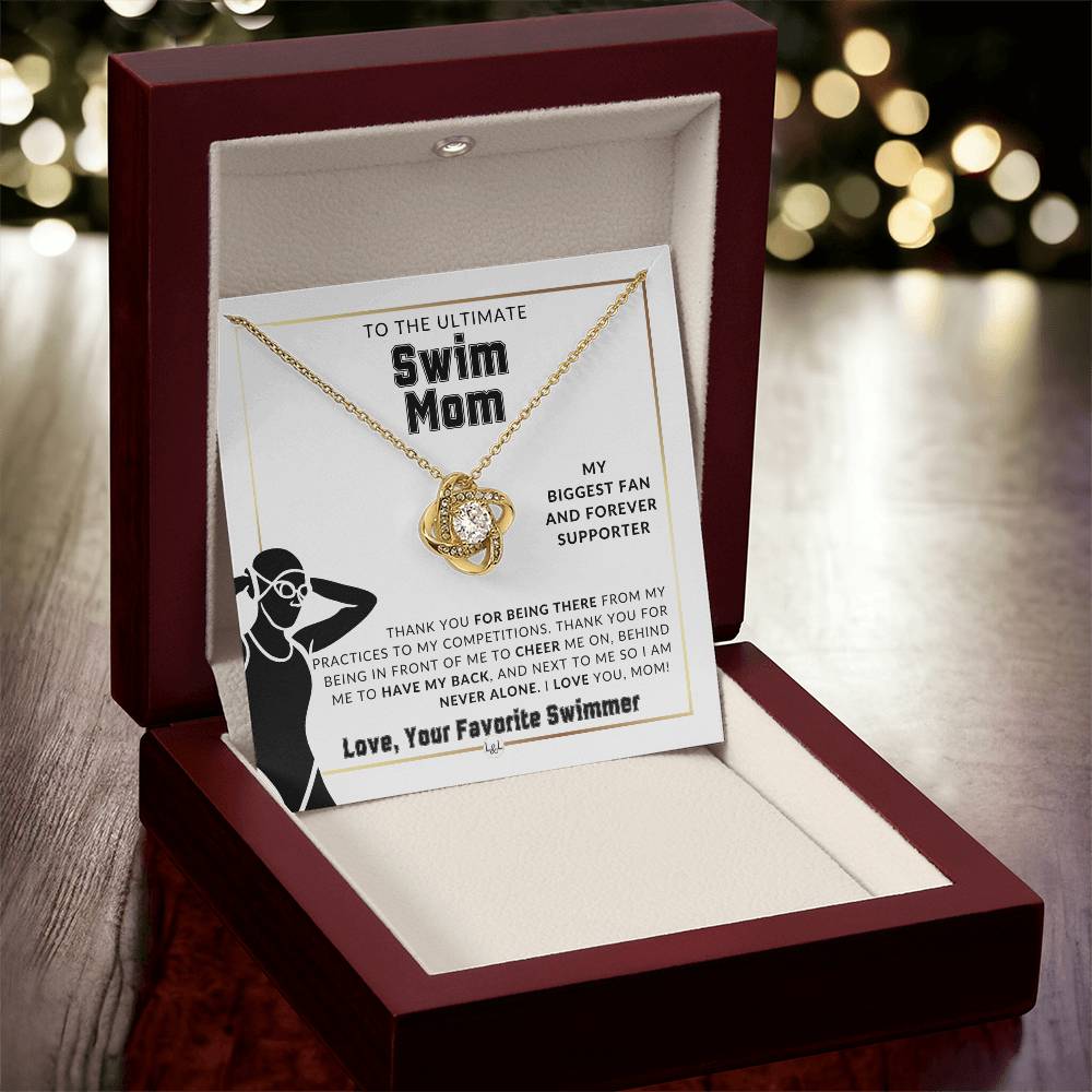 Swim Mom, From A Girl Swimmer - Knot Pendent Necklace - Gift For Sports Mom - Liliana and Liam