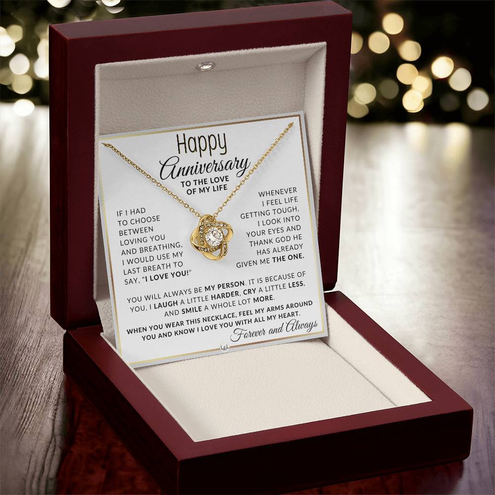 Anniversary Gift For Your Wife, Girlfriend or Fiancée  - My Last Breath - Beautiful Women's Pendant Necklace + Heartfelt Anniversary Message