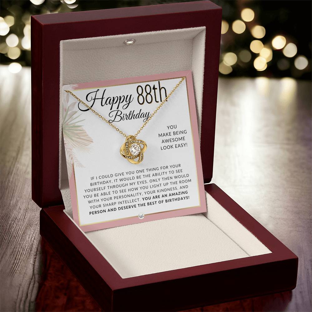 88th Birthday Gift For Her - Necklace For 88 Year Old Birthday - Beautiful Women's Birthday Pendant + Heartfelt Birthday Message - Liliana and Liam