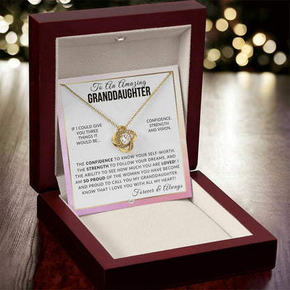 Granddaughter Gift - Forever and Always - Pendant Necklace+ Sentimental Keepsake Message - Great Christmas Gift, Birthday Present or Graduation Surprise