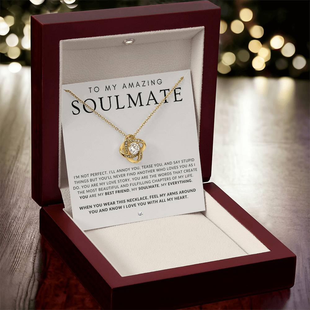 Sentimental Gift For My Soulmate - Beautiful Women's Pendant + Heartfelt Message - Perfect Christmas Gift, Valentine's Day, Birthday or Anniversary Present