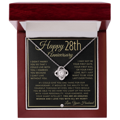 28th Anniversary Wife Gift - Elegant Pendant Necklace + Heartfelt Message - Liliana and Liam