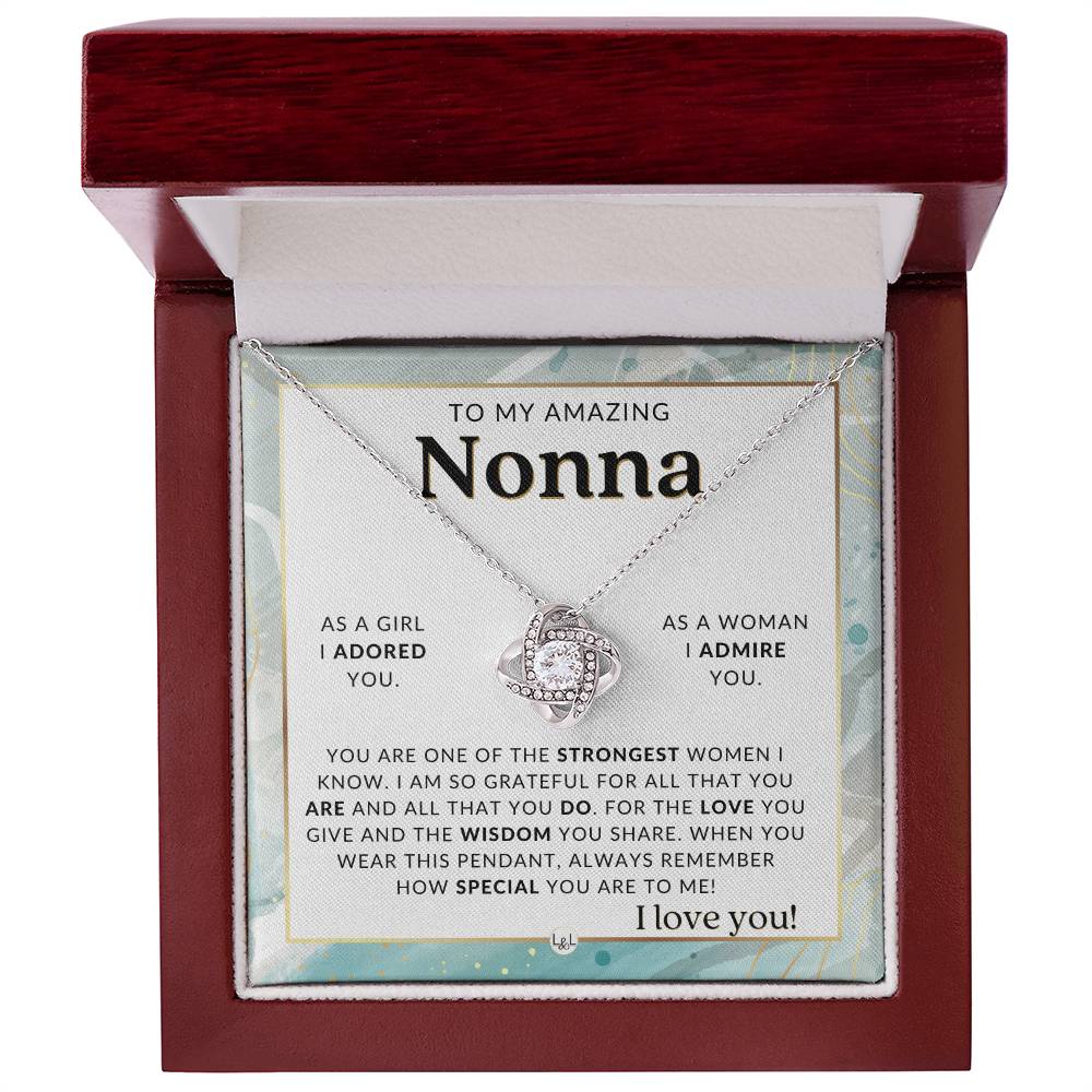 Nonna - Knot Pendant Necklace - Gift For Nonna From Granddaughter - Liliana and Liam