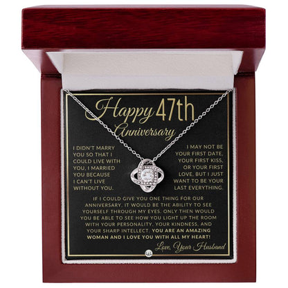 47th Anniversary Gift For Wife - Beautiful Women's Pendant Necklace + Heartfelt Anniversary Message - Liliana and Liam