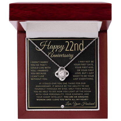 22nd Anniversary Gift For Wife - Elegant Knot Pendent Necklace - Liliana and Liam