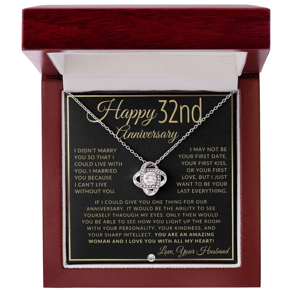 32nd Anniversary Gift For Wife - Beautiful Women's Pendant Necklace + Heartfelt Anniversary Message - Liliana and Liam