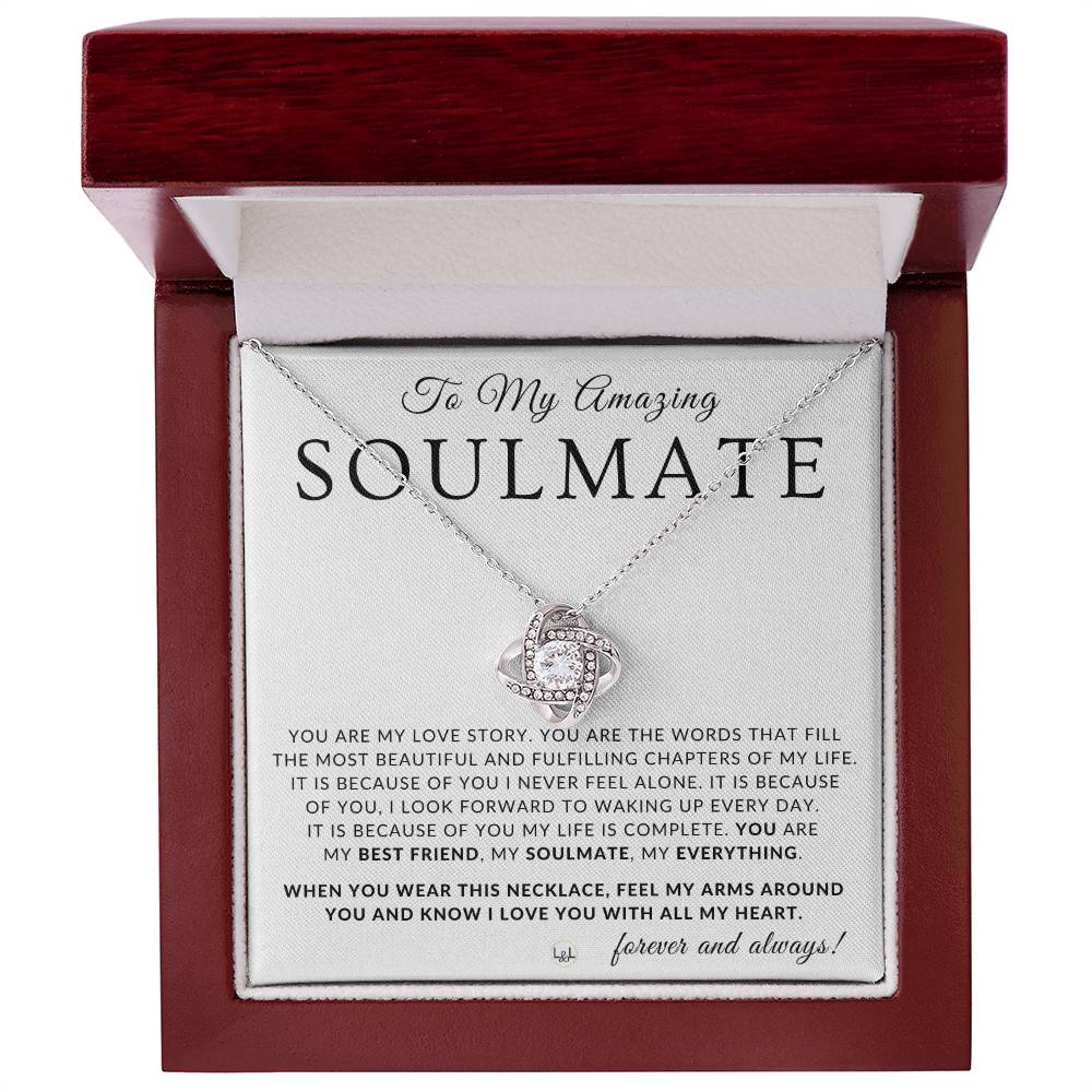 Thoughtful Gift For My Soulmate - Beautiful Women's Pendant + Heartfelt Message - Perfect Christmas Gift, Valentine's Day, Birthday or Anniversary Present