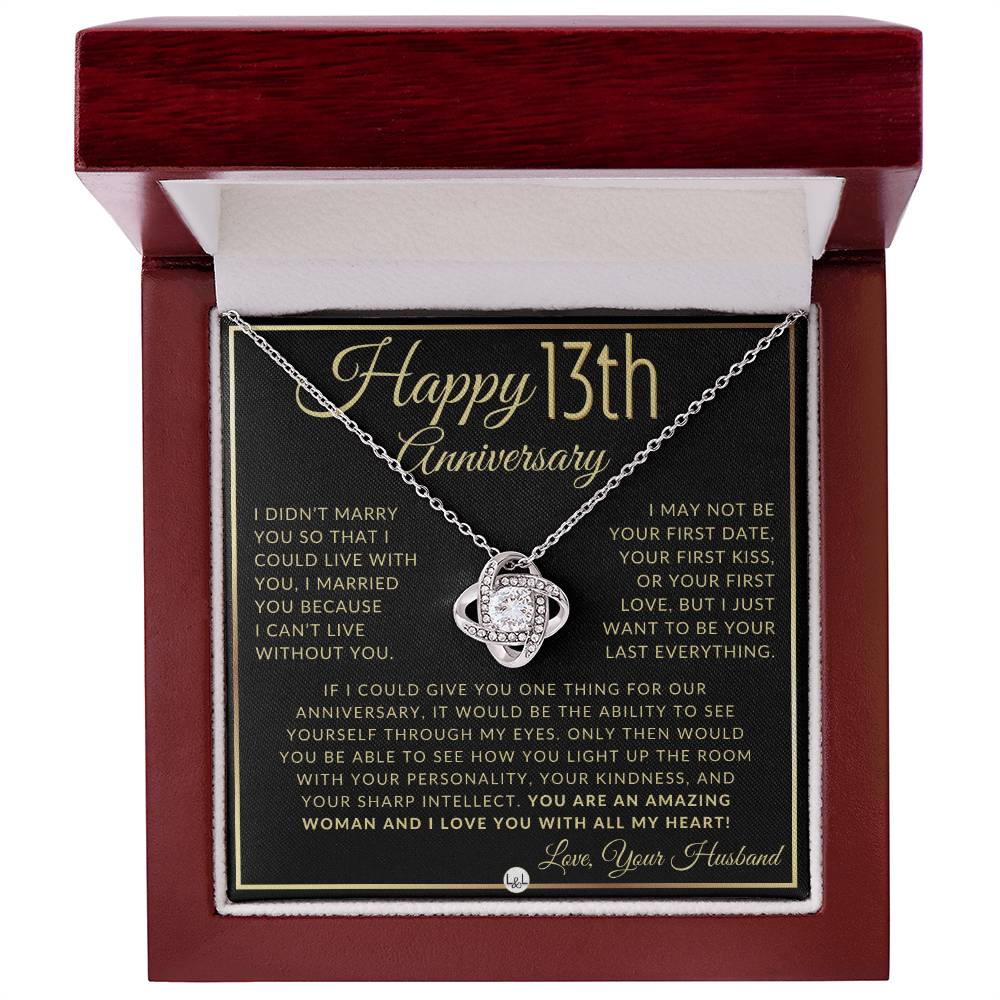 13th Anniversary Gift For Wife - Beautiful Women's Pendant Necklace + Heartfelt Anniversary Message - Liliana and Liam