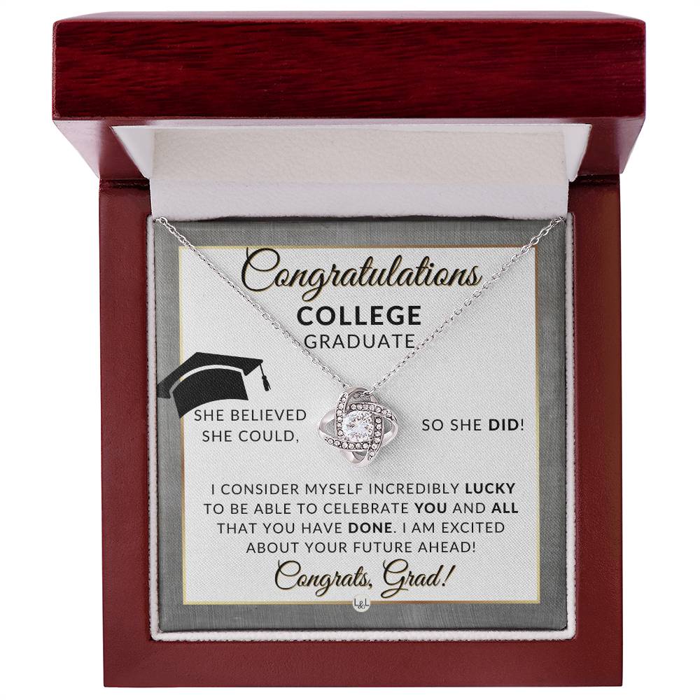 Graduation Gift For College Girl - Beautiful Women's Pendant + Sentimental Keepsake Message For New Grad - Perfect College Graduation Gift For Her - Great Gift For College Graduation Party - Liliana and Liam