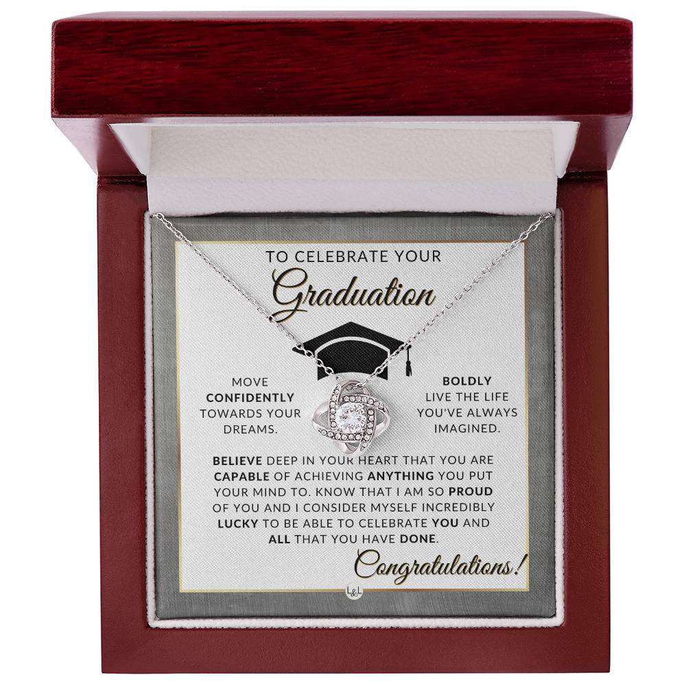 Grad Gift For Her - Pendant Necklace + Heartfelt Graduation Message - Gift Idea For The Graduate - Liliana and Liam
