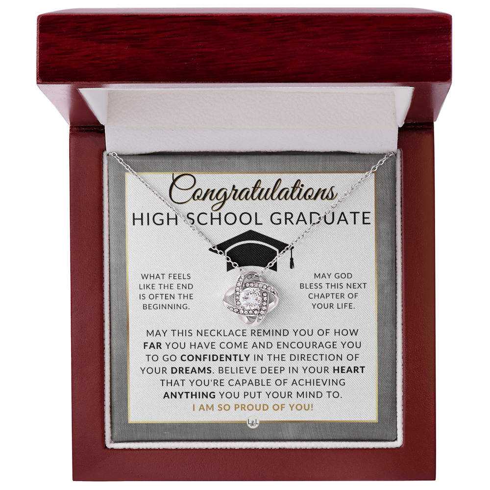 Graduation Gifts For High School Girl - Beautiful Necklace + HS Graduation Message - Graduation Party Gift Idea For Her