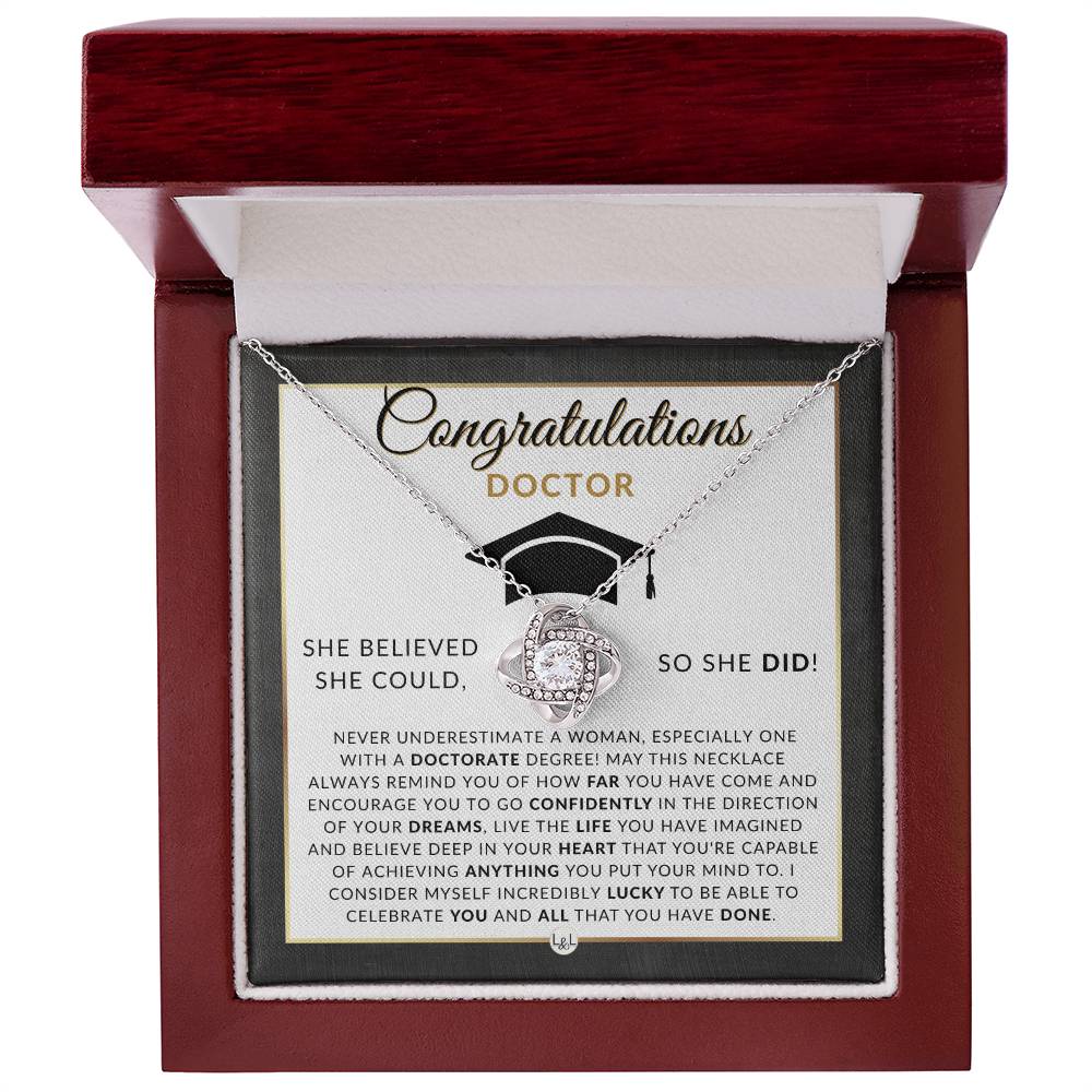 PHD Graduation Gift For Her - Beautiful Women's Pendant Necklace - Graduation Gift For New Doctor Graduate - Liliana and Liam